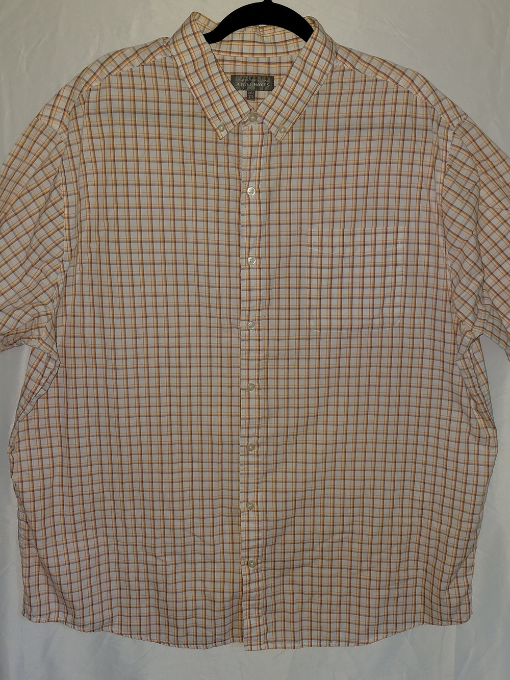 Denver Hayes Men's Orange and White Plaid Button-Down Shirt #2274